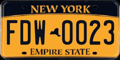NY license plate FDW0023