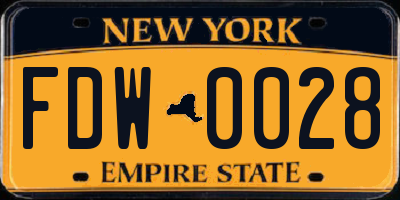 NY license plate FDW0028