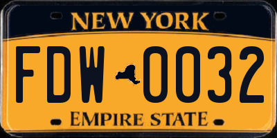 NY license plate FDW0032