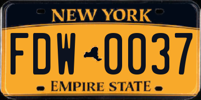 NY license plate FDW0037