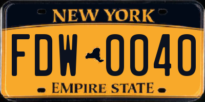 NY license plate FDW0040