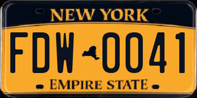 NY license plate FDW0041