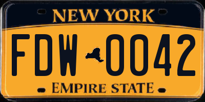 NY license plate FDW0042