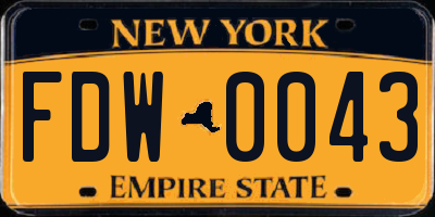 NY license plate FDW0043