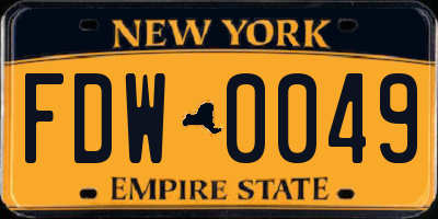 NY license plate FDW0049
