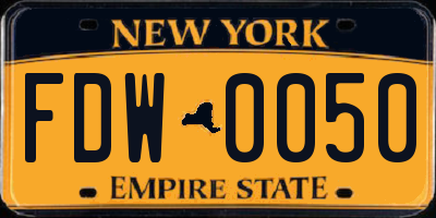 NY license plate FDW0050