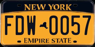 NY license plate FDW0057