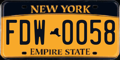 NY license plate FDW0058