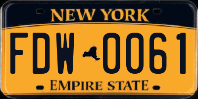 NY license plate FDW0061