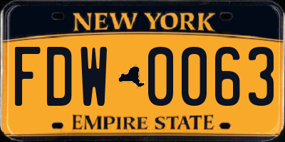NY license plate FDW0063