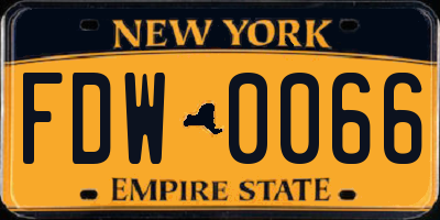 NY license plate FDW0066