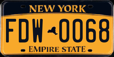 NY license plate FDW0068
