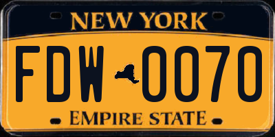 NY license plate FDW0070