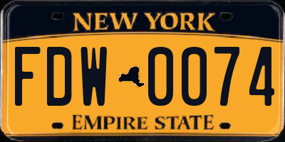 NY license plate FDW0074