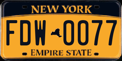 NY license plate FDW0077
