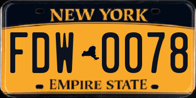NY license plate FDW0078