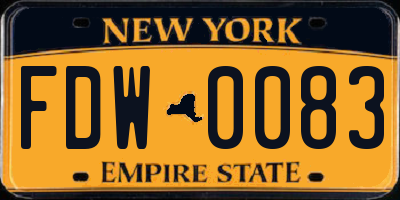 NY license plate FDW0083
