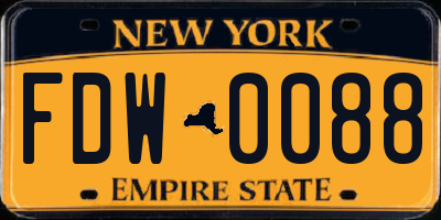 NY license plate FDW0088