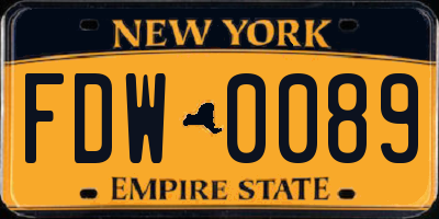 NY license plate FDW0089