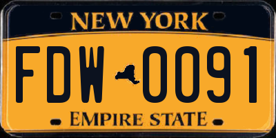 NY license plate FDW0091
