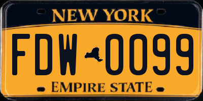 NY license plate FDW0099