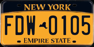 NY license plate FDW0105