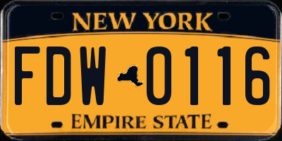 NY license plate FDW0116