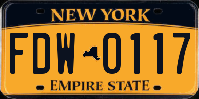 NY license plate FDW0117