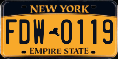NY license plate FDW0119