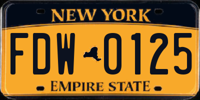 NY license plate FDW0125