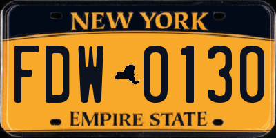 NY license plate FDW0130