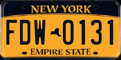 NY license plate FDW0131