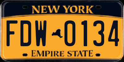 NY license plate FDW0134