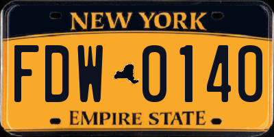 NY license plate FDW0140