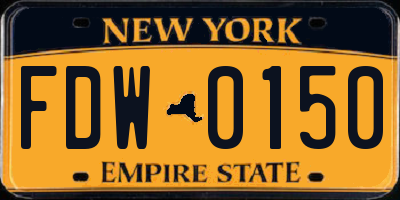 NY license plate FDW0150