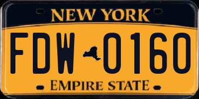 NY license plate FDW0160