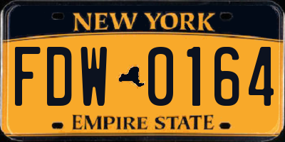 NY license plate FDW0164