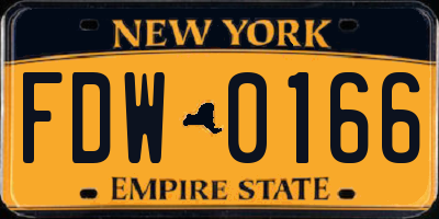 NY license plate FDW0166