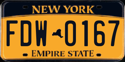 NY license plate FDW0167