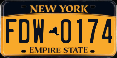 NY license plate FDW0174