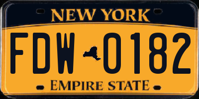 NY license plate FDW0182
