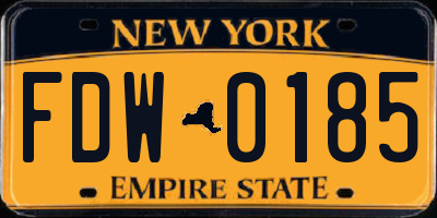 NY license plate FDW0185