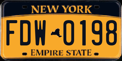 NY license plate FDW0198
