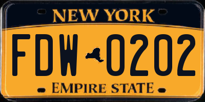 NY license plate FDW0202