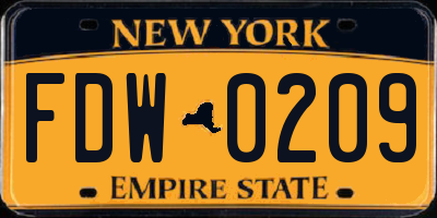 NY license plate FDW0209