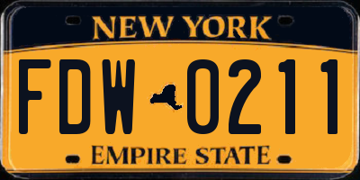 NY license plate FDW0211