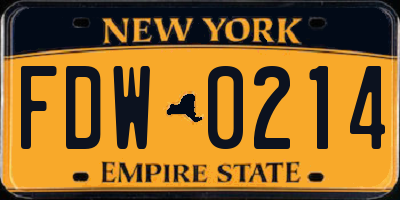 NY license plate FDW0214
