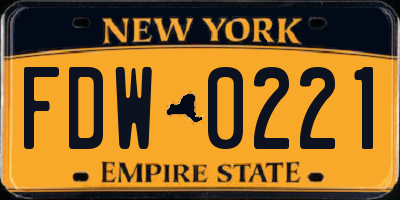 NY license plate FDW0221