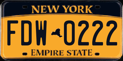 NY license plate FDW0222
