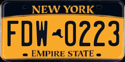 NY license plate FDW0223